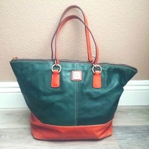 Genuine Dooney & Bourke Green/ Tan Tobi Tote